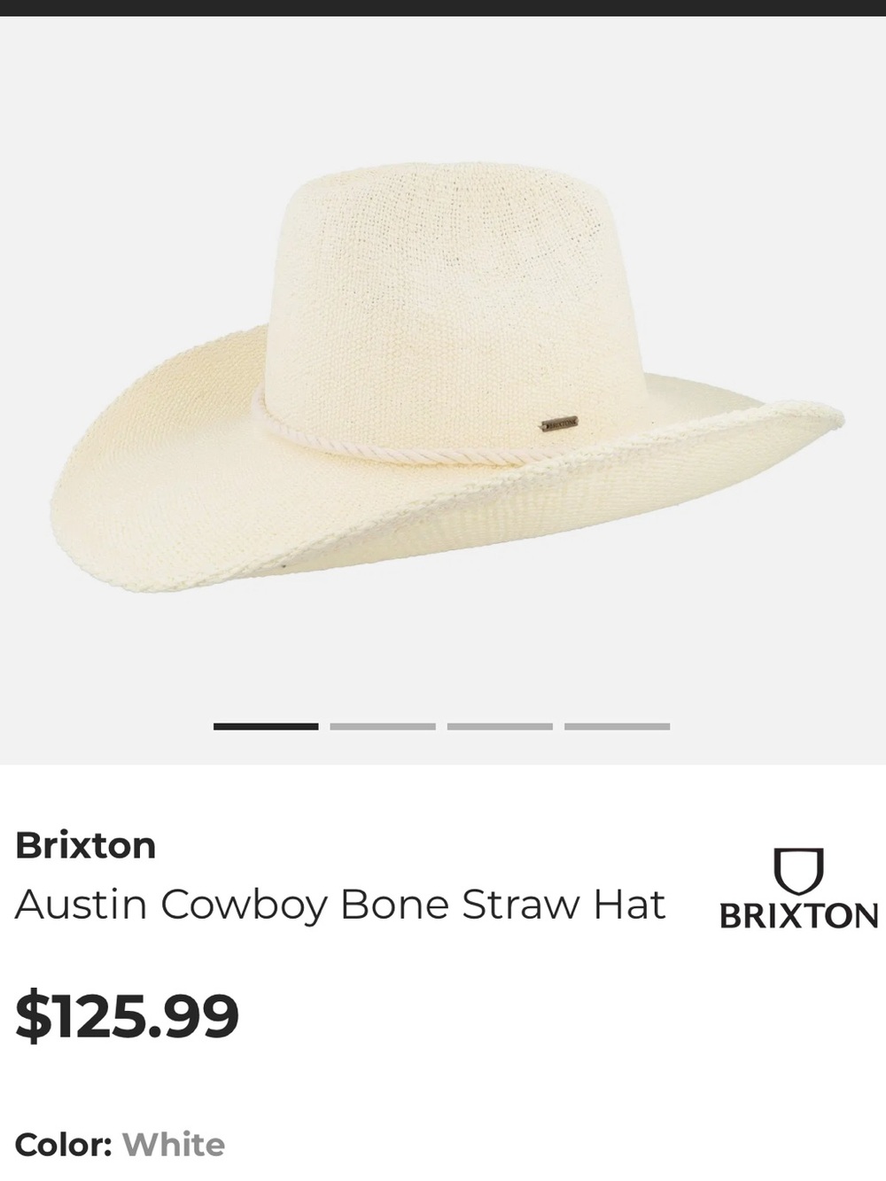 Brixton Cream Straw Hat with Black Sweatband